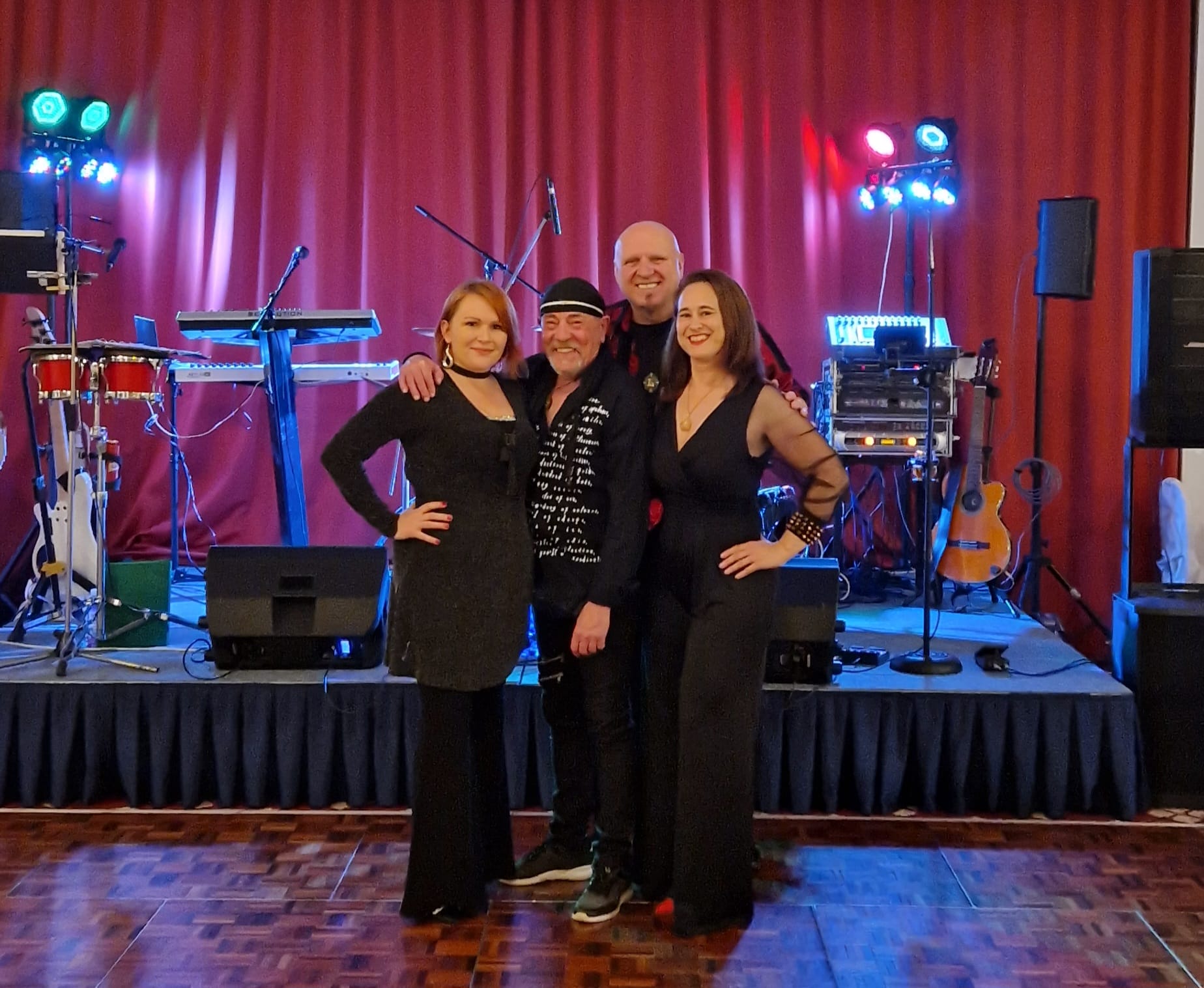 teddy lion band in front of stage