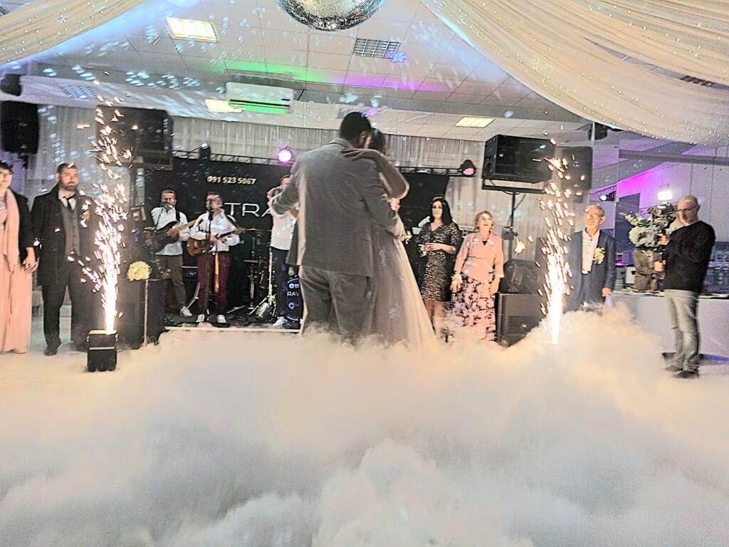 smoke and lights wedding